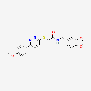 molecular formula C21H19N3O4S B2876814 N-(1,3-benzodioxol-5-ylmethyl)-2-[6-(4-methoxyphenyl)pyridazin-3-yl]sulfanylacetamide CAS No. 893995-78-3