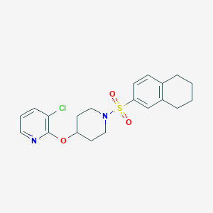 molecular formula C20H23ClN2O3S B2876817 3-Chloro-2-((1-((5,6,7,8-tetrahydronaphthalen-2-yl)sulfonyl)piperidin-4-yl)oxy)pyridine CAS No. 1448051-87-3