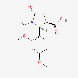 molecular formula C15H19NO5 B2876829 (2R,3R)-2-(2,4-dimethoxyphenyl)-1-ethyl-5-oxopyrrolidine-3-carboxylic acid CAS No. 1082648-42-7