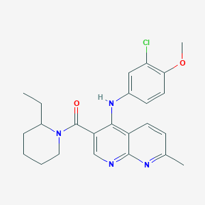 molecular formula C24H27ClN4O2 B2876830 (4-((3-Chloro-4-methoxyphenyl)amino)-7-methyl-1,8-naphthyridin-3-yl)(2-ethylpiperidin-1-yl)methanone CAS No. 1251543-99-3