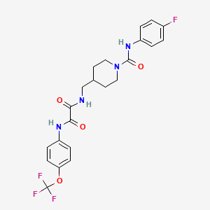 molecular formula C22H22F4N4O4 B2876836 N1-((1-((4-fluorophenyl)carbamoyl)piperidin-4-yl)methyl)-N2-(4-(trifluoromethoxy)phenyl)oxalamide CAS No. 1234906-25-2