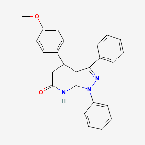 molecular formula C25H21N3O2 B2876838 4-(4-methoxyphenyl)-1,3-diphenyl-1,4,5,7-tetrahydro-6H-pyrazolo[3,4-b]pyridin-6-one CAS No. 338963-29-4
