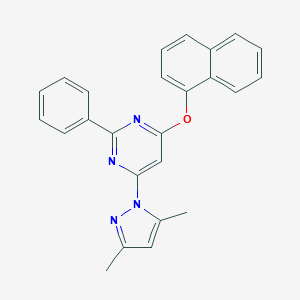 molecular formula C25H20N4O B287684 6-(3,5-dimethyl-1H-pyrazol-1-yl)-2-phenyl-4-pyrimidinyl 1-naphthyl ether 
