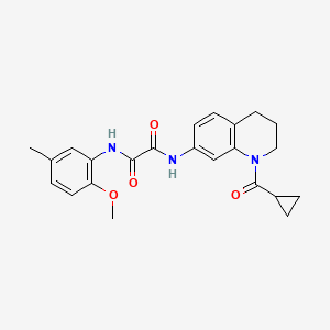 molecular formula C23H25N3O4 B2876851 N-[1-(环丙烷羰基)-3,4-二氢-2H-喹啉-7-基]-N'-(2-甲氧基-5-甲基苯基)草酰胺 CAS No. 898413-56-4