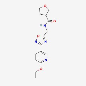 molecular formula C15H18N4O4 B2876859 N-((3-(6-ethoxypyridin-3-yl)-1,2,4-oxadiazol-5-yl)methyl)tetrahydrofuran-3-carboxamide CAS No. 2034289-02-4