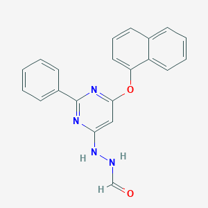 molecular formula C21H16N4O2 B287686 N-[(6-naphthalen-1-yloxy-2-phenylpyrimidin-4-yl)amino]formamide 