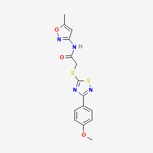 molecular formula C15H14N4O3S2 B2876867 2-{[3-(4-methoxyphenyl)-1,2,4-thiadiazol-5-yl]thio}-N-(5-methylisoxazol-3-yl)acetamide CAS No. 864922-88-3