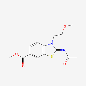 molecular formula C14H16N2O4S B2876874 (Z)-methyl 2-(acetylimino)-3-(2-methoxyethyl)-2,3-dihydrobenzo[d]thiazole-6-carboxylate CAS No. 864975-19-9