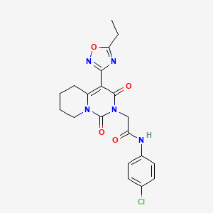 molecular formula C20H20ClN5O4 B2876876 N-(4-chlorophenyl)-2-[4-(5-ethyl-1,2,4-oxadiazol-3-yl)-1,3-dioxo-5,6,7,8-tetrahydro-1H-pyrido[1,2-c]pyrimidin-2(3H)-yl]acetamide CAS No. 1775351-40-0