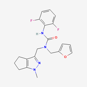 molecular formula C20H20F2N4O2 B2876879 3-(2,6-Difluorophenyl)-1-(furan-2-ylmethyl)-1-((1-methyl-1,4,5,6-tetrahydrocyclopenta[c]pyrazol-3-yl)methyl)urea CAS No. 1795443-13-8