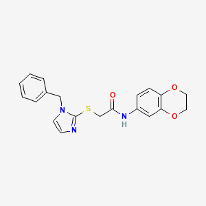 molecular formula C20H19N3O3S B2876884 2-(1-benzylimidazol-2-yl)sulfanyl-N-(2,3-dihydro-1,4-benzodioxin-6-yl)acetamide CAS No. 869346-04-3