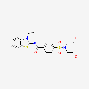 molecular formula C23H29N3O5S2 B2876901 4-[双(2-甲氧基乙基)氨磺酰基]-N-(3-乙基-6-甲基-1,3-苯并噻唑-2-亚基)苯甲酰胺 CAS No. 850908-98-4