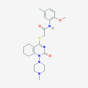 N-(2-methoxy-5-methylphenyl)-2-((1-(4-methylpiperazin-1-yl)-2-oxo-1,2,5,6,7,8-hexahydroquinazolin-4-yl)thio)acetamide