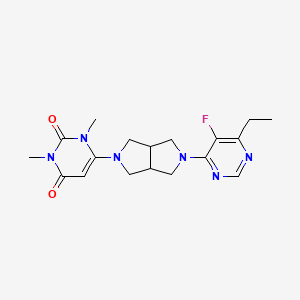 molecular formula C18H23FN6O2 B2876905 6-[5-(6-Ethyl-5-fluoropyrimidin-4-yl)-1,3,3a,4,6,6a-hexahydropyrrolo[3,4-c]pyrrol-2-yl]-1,3-dimethylpyrimidine-2,4-dione CAS No. 2415583-78-5