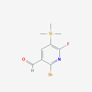 molecular formula C9H11BrFNOSi B2876909 2-Bromo-6-fluoro-5-trimethylsilylpyridine-3-carbaldehyde CAS No. 2248391-37-7