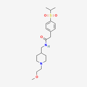 molecular formula C20H32N2O4S B2876911 2-(4-(异丙基磺酰基)苯基)-N-((1-(2-甲氧基乙基)哌啶-4-基)甲基)乙酰胺 CAS No. 1210014-19-9