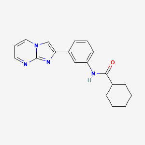 molecular formula C19H20N4O B2876920 N-(3-(imidazo[1,2-a]pyrimidin-2-yl)phenyl)cyclohexanecarboxamide CAS No. 847387-48-8