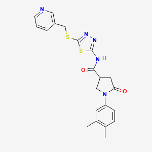 1-(3,4-dimethylphenyl)-5-oxo-N-(5-((pyridin-3-ylmethyl)thio)-1,3,4-thiadiazol-2-yl)pyrrolidine-3-carboxamide