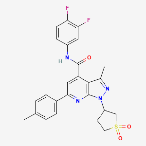 molecular formula C25H22F2N4O3S B2876952 N-(3,4-二氟苯基)-1-(1,1-二氧化四氢噻吩-3-基)-3-甲基-6-(对甲苯基)-1H-吡唑并[3,4-b]吡啶-4-甲酰胺 CAS No. 1105245-63-3