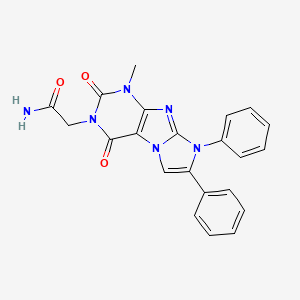 molecular formula C22H18N6O3 B2876959 2-(1-methyl-2,4-dioxo-7,8-diphenyl-1H-imidazo[2,1-f]purin-3(2H,4H,8H)-yl)acetamide CAS No. 887880-96-8