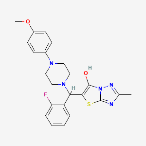 molecular formula C23H24FN5O2S B2876965 5-((2-氟苯基)(4-(4-甲氧基苯基)哌嗪-1-基)甲基)-2-甲基噻唑并[3,2-b][1,2,4]三唑-6-醇 CAS No. 869344-26-3
