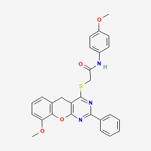 2-((9-methoxy-2-phenyl-5H-chromeno[2,3-d]pyrimidin-4-yl)thio)-N-(4-methoxyphenyl)acetamide