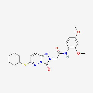 molecular formula C21H25N5O4S B2876978 2-[6-(cyclohexylthio)-3-oxo[1,2,4]triazolo[4,3-b]pyridazin-2(3H)-yl]-N-(2,4-dimethoxyphenyl)acetamide CAS No. 1040652-78-5