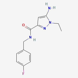 molecular formula C13H15FN4O B2876982 5-amino-1-ethyl-N-(4-fluorobenzyl)-1H-pyrazole-3-carboxamide CAS No. 1856042-11-9