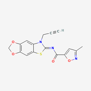 molecular formula C16H11N3O4S B2876985 (E)-3-methyl-N-(7-(prop-2-yn-1-yl)-[1,3]dioxolo[4',5':4,5]benzo[1,2-d]thiazol-6(7H)-ylidene)isoxazole-5-carboxamide CAS No. 946206-23-1