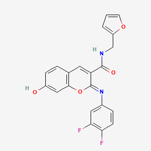 molecular formula C21H14F2N2O4 B2876995 (2Z)-2-[(3,4-difluorophenyl)imino]-N-(furan-2-ylmethyl)-7-hydroxy-2H-chromene-3-carboxamide CAS No. 1327176-53-3