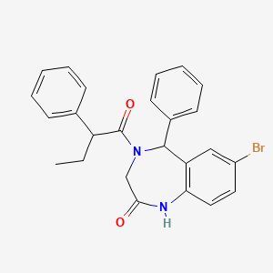 molecular formula C25H23BrN2O2 B2877017 7-bromo-5-phenyl-4-(2-phenylbutanoyl)-3,5-dihydro-1H-1,4-benzodiazepin-2-one CAS No. 533875-26-2