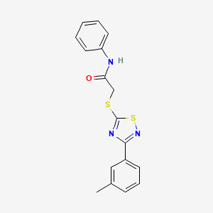 molecular formula C17H15N3OS2 B2877022 N-phenyl-2-((3-(m-tolyl)-1,2,4-thiadiazol-5-yl)thio)acetamide CAS No. 864917-72-6