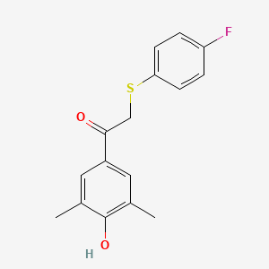 molecular formula C16H15FO2S B2877028 2-[(4-Fluorophenyl)sulfanyl]-1-(4-hydroxy-3,5-dimethylphenyl)-1-ethanone CAS No. 339100-31-1