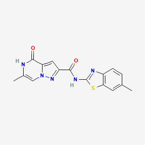 molecular formula C16H13N5O2S B2877037 6-methyl-N-(6-methylbenzo[d]thiazol-2-yl)-4-oxo-4,5-dihydropyrazolo[1,5-a]pyrazine-2-carboxamide CAS No. 2188202-97-1