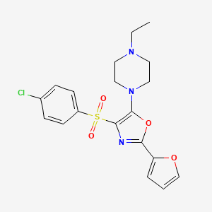 molecular formula C19H20ClN3O4S B2877047 4-((4-Chlorophenyl)sulfonyl)-5-(4-ethylpiperazin-1-yl)-2-(furan-2-yl)oxazole CAS No. 862794-72-7