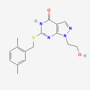 6-((2,5-dimethylbenzyl)thio)-1-(2-hydroxyethyl)-1H-pyrazolo[3,4-d]pyrimidin-4(5H)-one