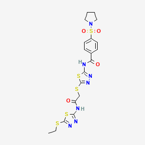 N-(5-((2-((5-(ethylthio)-1,3,4-thiadiazol-2-yl)amino)-2-oxoethyl)thio)-1,3,4-thiadiazol-2-yl)-4-(pyrrolidin-1-ylsulfonyl)benzamide
