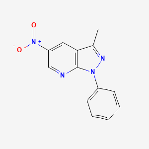 molecular formula C13H10N4O2 B2877056 3-甲基-5-硝基-1-苯基-1H-吡唑并[3,4-b]吡啶 CAS No. 98157-52-9