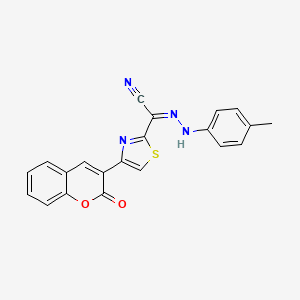 (Z)-4-(2-oxo-2H-chromen-3-yl)-N'-(p-tolyl)thiazole-2-carbohydrazonoyl cyanide
