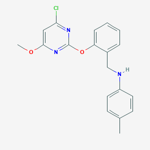 molecular formula C19H18ClN3O2 B287707 N-{2-[(4-chloro-6-methoxy-2-pyrimidinyl)oxy]benzyl}-N-(4-methylphenyl)amine 