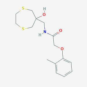 molecular formula C15H21NO3S2 B2877071 N-[(6-Hydroxy-1,4-dithiepan-6-yl)methyl]-2-(2-methylphenoxy)acetamide CAS No. 2415514-34-8