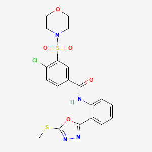 molecular formula C20H19ClN4O5S2 B2877075 4-chloro-N-{2-[5-(methylsulfanyl)-1,3,4-oxadiazol-2-yl]phenyl}-3-(morpholin-4-ylsulfonyl)benzamide CAS No. 890595-21-8