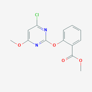 molecular formula C13H11ClN2O4 B287708 Methyl 2-[(4-chloro-6-methoxy-2-pyrimidinyl)oxy]benzoate 