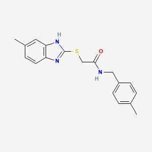 molecular formula C18H19N3OS B2877080 2-[(6-甲基-1H-苯并咪唑-2-基)硫烷基]-N-[(4-甲基苯基)甲基]乙酰胺 CAS No. 852413-77-5