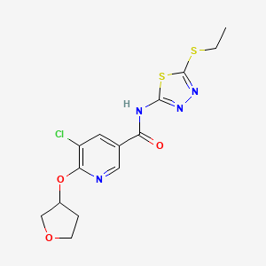 molecular formula C14H15ClN4O3S2 B2877085 5-氯-N-(5-(乙硫基)-1,3,4-噻二唑-2-基)-6-((四氢呋喃-3-基)氧基)烟酰胺 CAS No. 1903277-56-4
