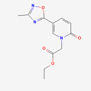 molecular formula C12H13N3O4 B2877086 ethyl [5-(3-methyl-1,2,4-oxadiazol-5-yl)-2-oxopyridin-1(2H)-yl]acetate CAS No. 1396863-49-2