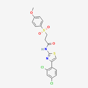 molecular formula C19H16Cl2N2O4S2 B2877094 N-(4-(2,4-dichlorophenyl)thiazol-2-yl)-3-((4-methoxyphenyl)sulfonyl)propanamide CAS No. 941902-29-0