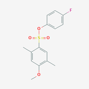 molecular formula C15H15FO4S B2877096 4-Fluorophenyl 4-methoxy-2,5-dimethylbenzene-1-sulfonate CAS No. 2380190-90-7