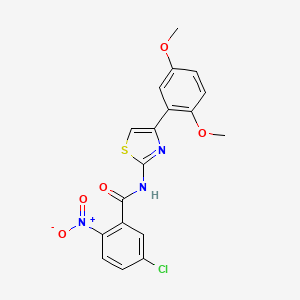 molecular formula C18H14ClN3O5S B2877098 5-chloro-N-[4-(2,5-dimethoxyphenyl)-1,3-thiazol-2-yl]-2-nitrobenzamide CAS No. 681229-93-6