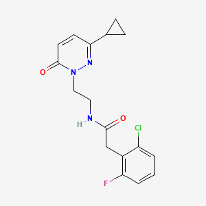 molecular formula C17H17ClFN3O2 B2877102 2-(2-chloro-6-fluorophenyl)-N-(2-(3-cyclopropyl-6-oxopyridazin-1(6H)-yl)ethyl)acetamide CAS No. 2034303-95-0